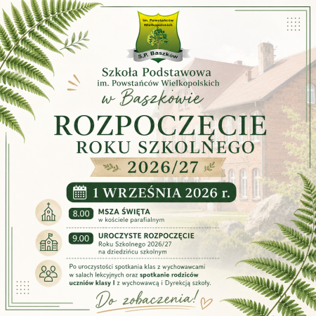 Zapraszamy na uroczyste rozpoczęcie roku szkolnego 2026/2027